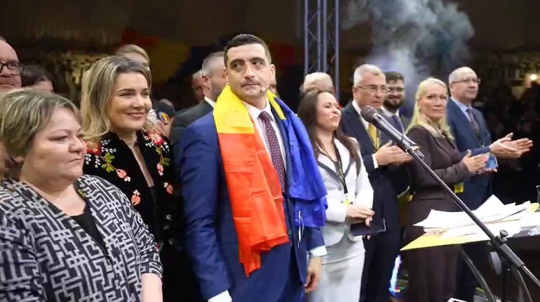 George Simion, reales președinte al partidului AUR, la Alba Iulia. A candidat singur