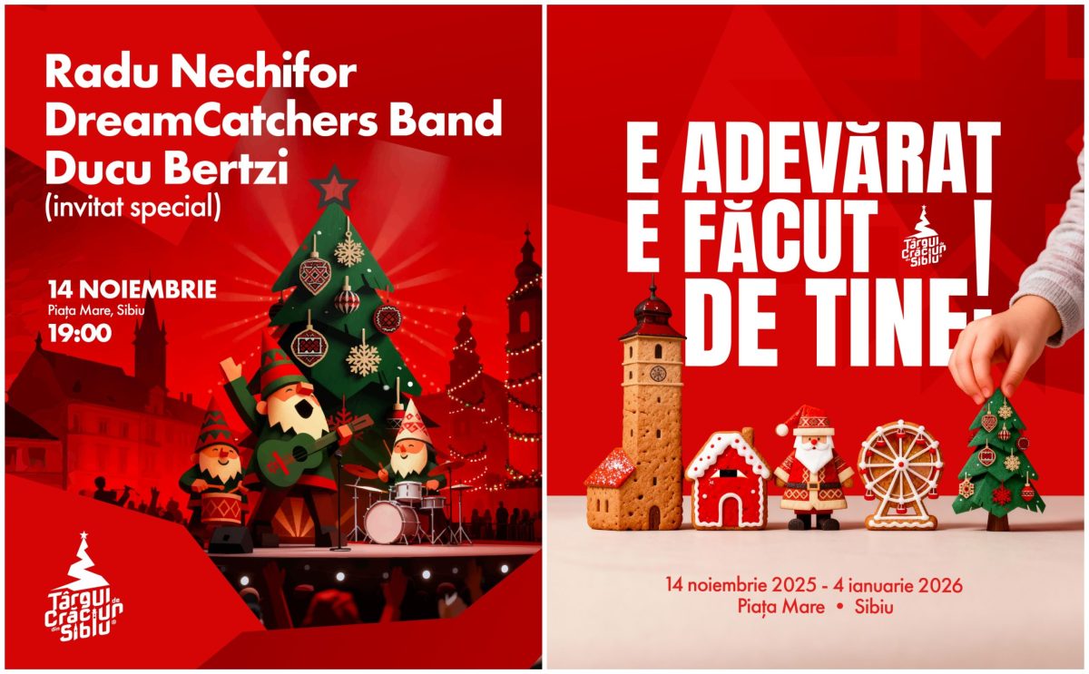 VINERI: Se deschide Târgul de Crăciun de la Sibiu. Concert Radu Nechifor, DreamCatchers Band şi Ducu Bertzi