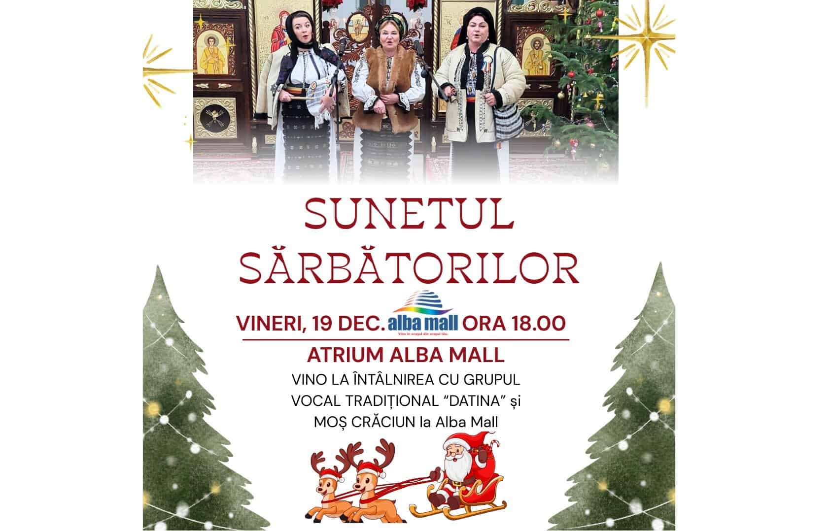 Vineri, la Alba Mall vine Moș Crăciun. Concert de colinde și daruri pentru cei mici