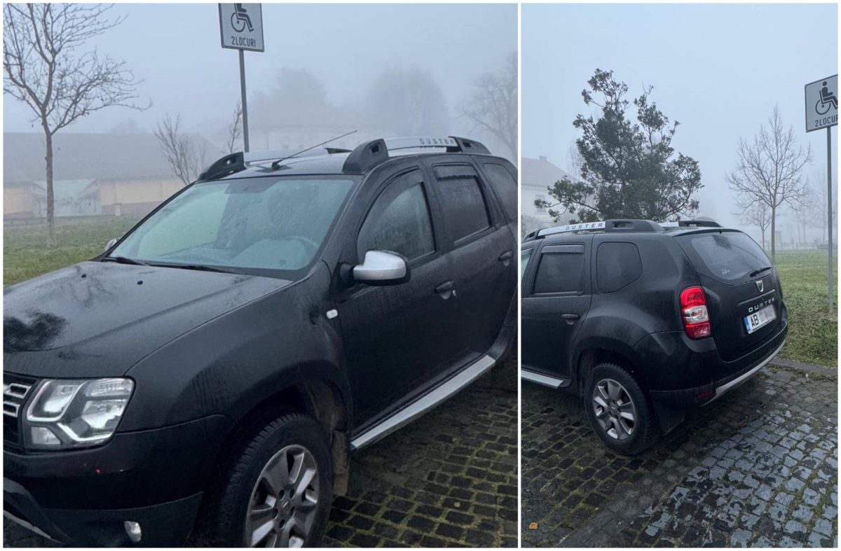 FOTO ȘTIREA TA: Parcare pe locurile pentru persoane cu dizabilități, în Cetatea din Alba Iulia, în fața Consiliului Județean Alba