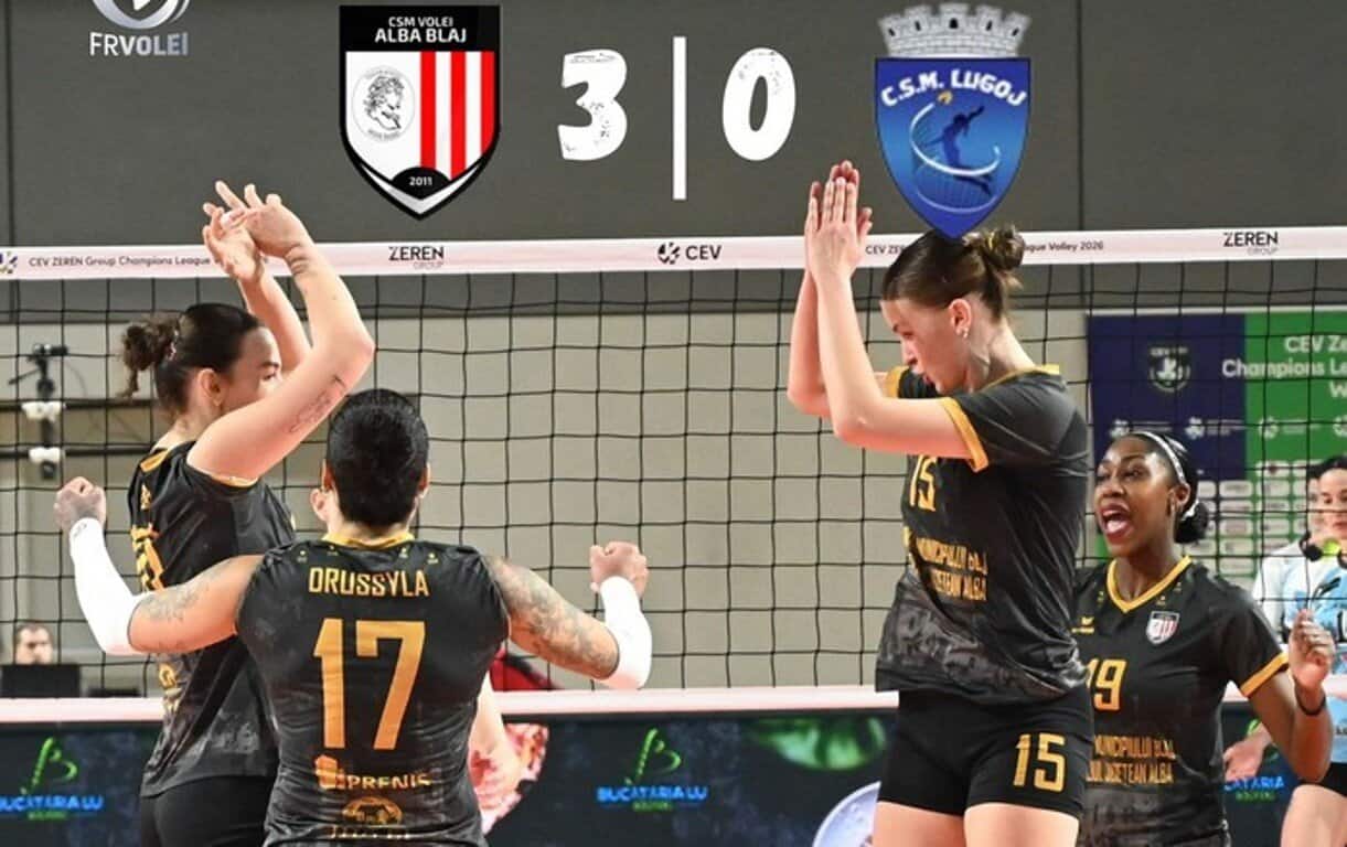 Volei Alba Blaj a câștigat cu 3-0 meciul cu CSM Lugoj în etapa a 12-a Diviziei A1