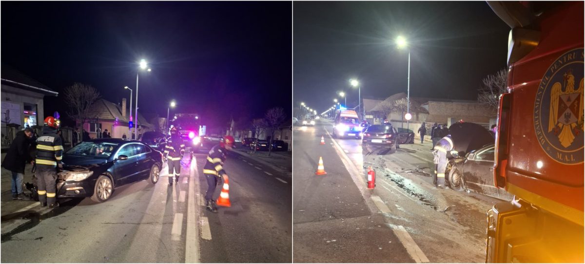 FOTO Accident în Sebeș: Două autoturisme s-au ciocnit pe strada Mureșului