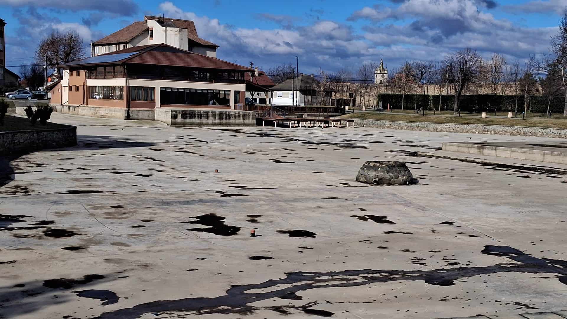 FOTO: SPAP Sebeș, lucrări de curățare a lacului din Parcul Tineretului din municipiu