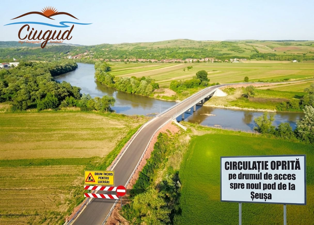 Circulația pe drumul spre podul peste râul Mureș de la Șeușa, închisă temporar. Se vor efectua lucrări de reparații la carosabil
