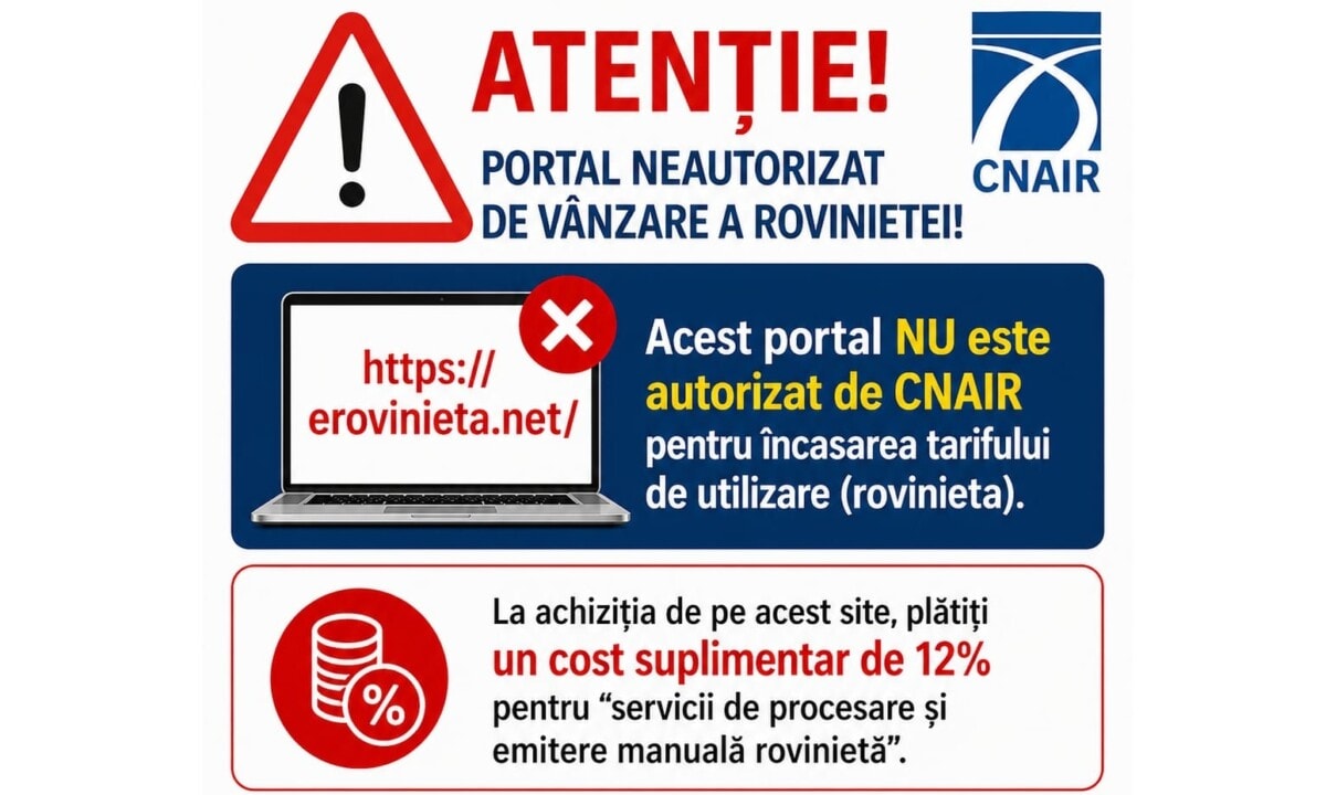 CNAIR a identificat un site neautorizat de vânzare a rovinietei. Precizările companiei pentru șoferi