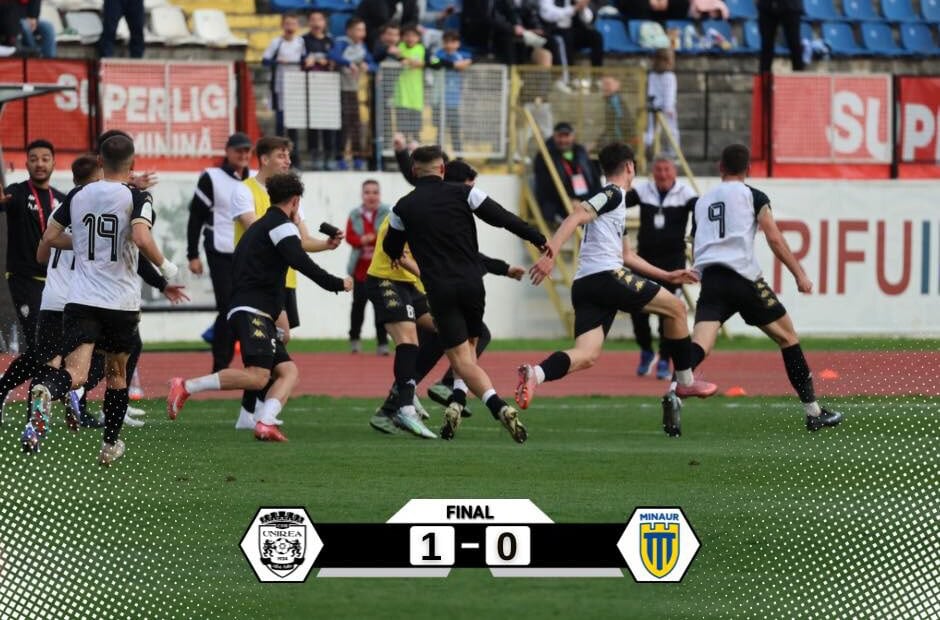 VIDEO: CSM Unirea a învins Minaur Baia Mare, în primul meci de play-off pentru promovare. Andrei Banyoi a înscris în minutul 86