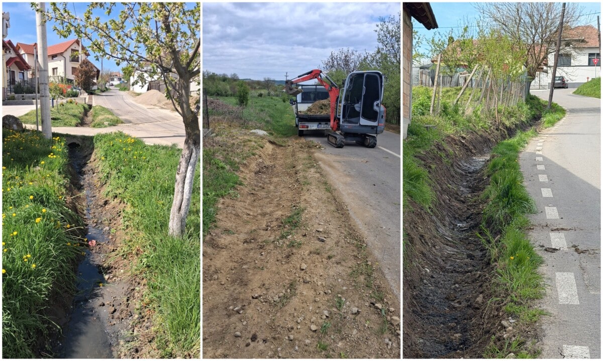 FOTO: SPAP Sebeș, activități de decolmatare a șanțurilor de scurgere a apei pluviale, la Răhău