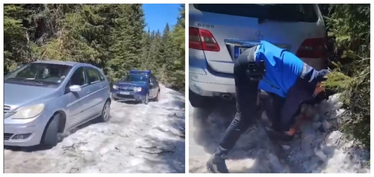 VIDEO: Trei femei au rămas blocate în Poiana Muierii. Cine le-a scos autoturismul împotmolit în zăpadă. Unde voiau să ajungă