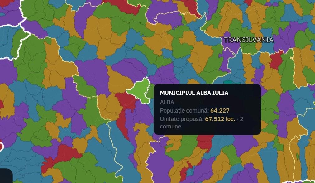 HARTĂ interactivă: Cum s-ar comasa localitățile din Alba, pe scenariul numărului de 5.000 de locuitori. Județul ar pierde UAT-uri