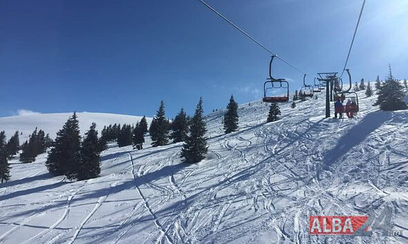 zapada, partie, schi, telesaun, sureanu