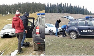 masina blocata munte jandarmi