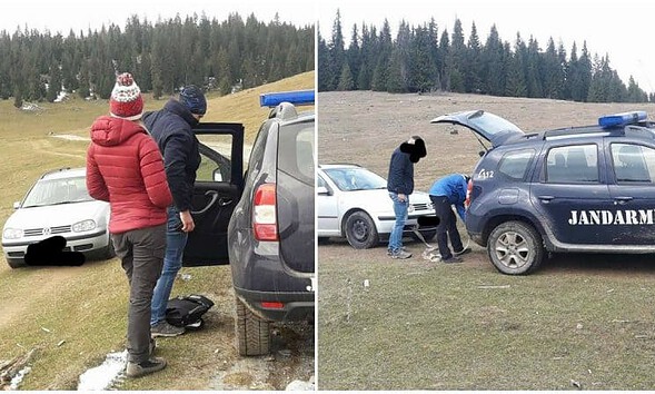 masina blocata munte jandarmi