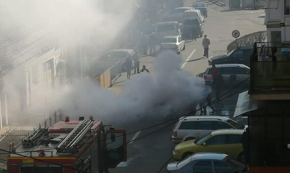 masina incendiata