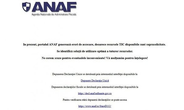 anaf site cazut