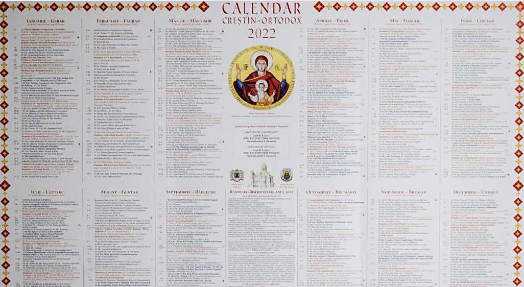 CALENDAR Creștin Ortodox 2022 TOATE sărbătorile religioase importante