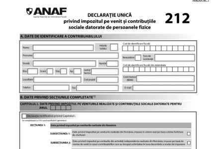 Declaraţia Unică 2023: Noul Model, Publicat De ANAF. Formularul 212 ...