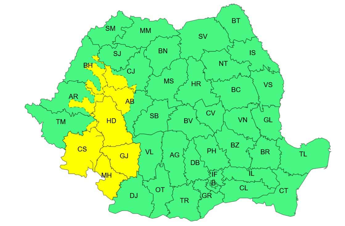 harta meteo vreme rea atentionare meteo cod galben