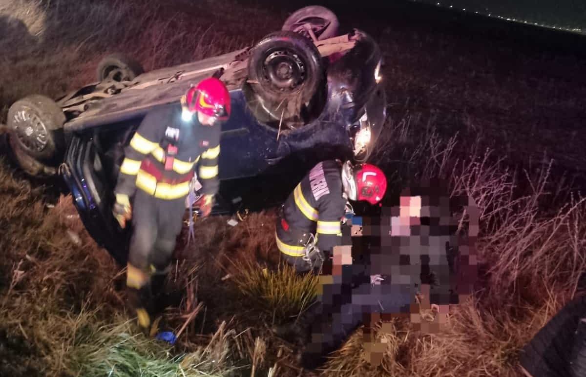 accident masina rasturnata noaptea sebes