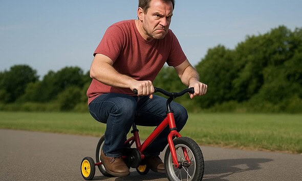 Tot înainte, cu roți ajutătoare care scârțâie