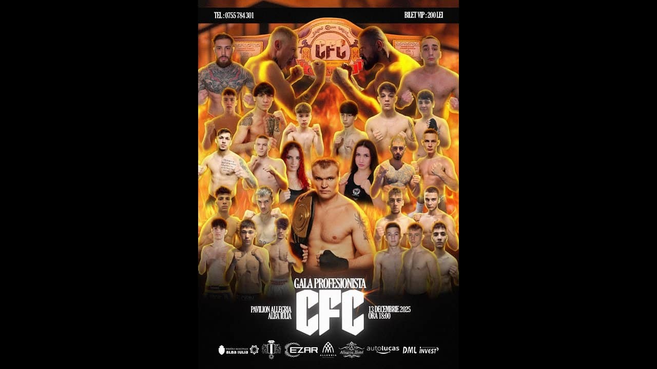 LIVE VIDEO Gala profesionistă de kickbox la Alba Iulia: Cezar Fight Championship. 12 meciuri tari pe reguli de kickbox și MMA