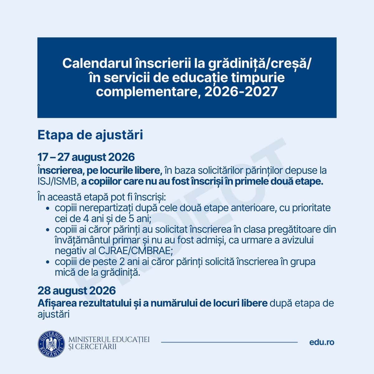Înscrieri la creșă și grădiniță în 2026, cu calendarul și etapele de înscriere anunțate de Ministeru.