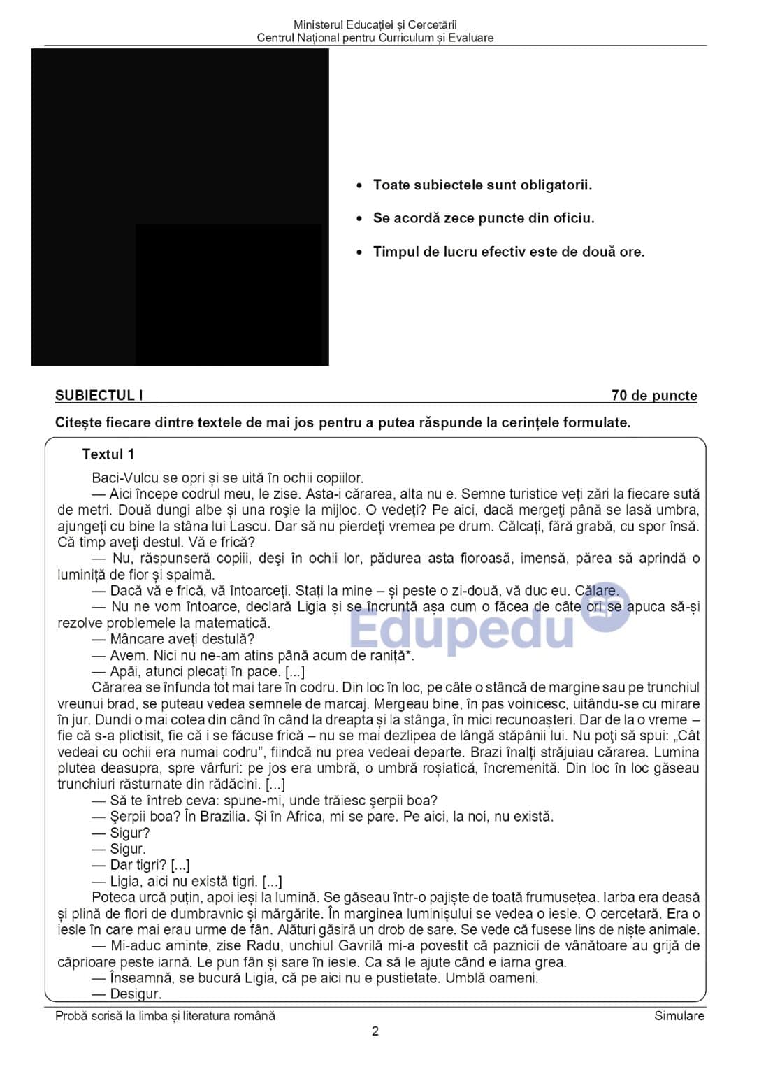 Subiecte Evaluare Națională 2026 pentru clasa a VIII-a, cu subiecte și cerințe pentru testarea de Li.