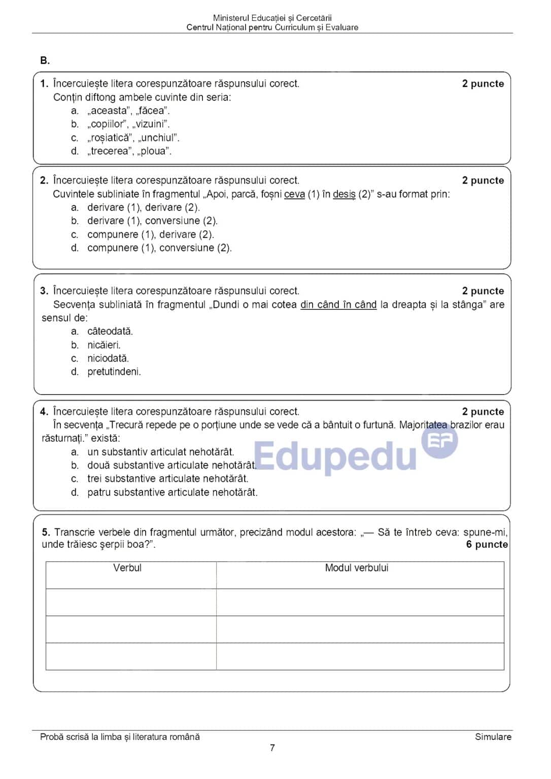 Simulare Evaluare Națională 2026: subiecte de Limba Română pentru elevii de clasa a VIII-a, testarea.