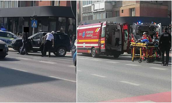 Accident rutier cu victime în Alba Iulia, implicând un autoturism și un echipaj de intervenție.