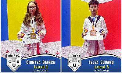 Bianca Ciontea și Eduard Jelea de la CS Unirea Alba Iulia, medaliați la Campionatul Național de Taek.