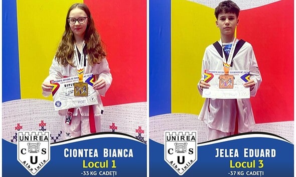 Bianca Ciontea și Eduard Jelea de la CS Unirea Alba Iulia, medaliați la Campionatul Național de Taek.