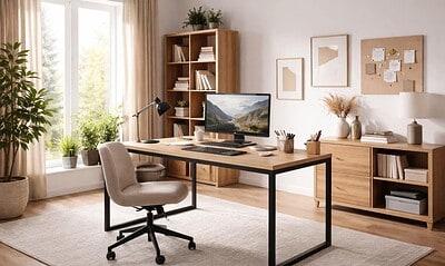 Birou de acasă pentru concentrare și productivitate.