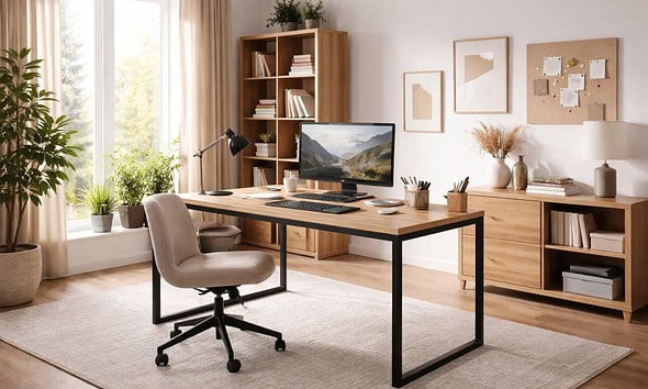 Birou de acasă pentru concentrare și productivitate.