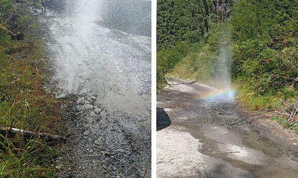 Reparații la conducta de captare Prigoana fisurată de utilaj.