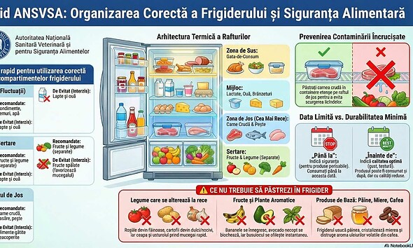 Organizarea corectă a alimentelor în frigider pentru siguranță și reducerea risipei.