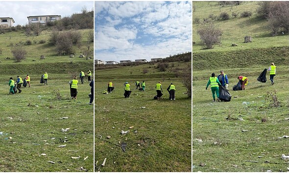 Acțiune de curățare a spațiilor verzi de deșeuri, organizată de SPAP Sebeș, cu voluntari în acțiune.