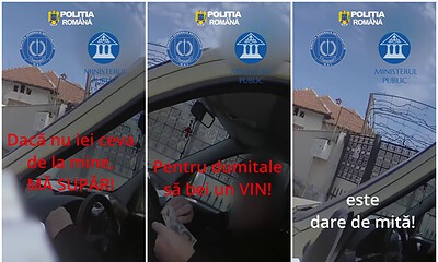 Polițist din Cugir refuză mita oferită de un șofer și anunță autoritățile anticorupție. Scene filmat.