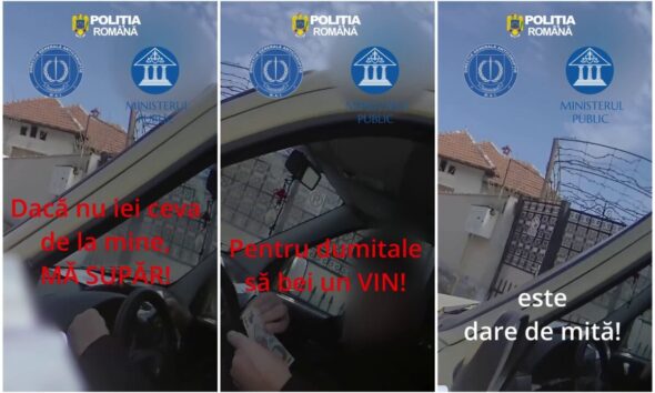 Polițist din Cugir refuză mita oferită de un șofer și anunță autoritățile anticorupție. Scene filmat.