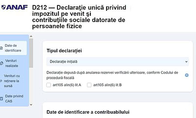 Formular Declarația Unică 2026 pentru persoane fizice și dividende, chirii, PFA.