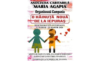 Haină nouă de la Iepuraș pentru copiii nevoiași, campanie caritabilă organizată de Asociația „Maria.