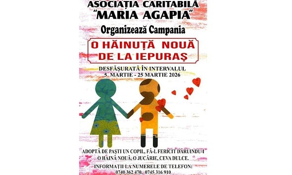 Haină nouă de la Iepuraș pentru copiii nevoiași, campanie caritabilă organizată de Asociația „Maria.