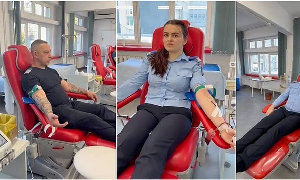 Jandarmi din Alba donează sânge pentru grupele rare, în cadrul unei campanii de solidaritate.