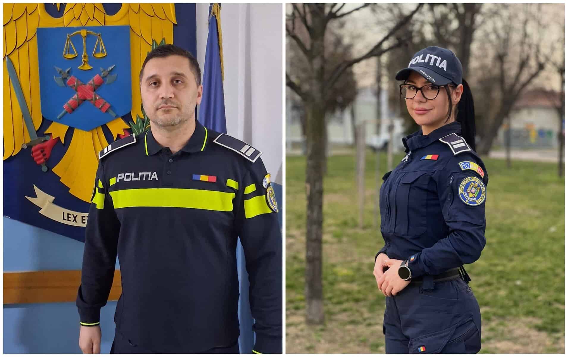 Polițist și colegă acționând pentru prevenirea unei tentative de sinucidere.