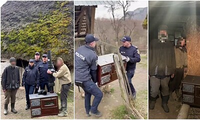 Polițiști din Alba oferind o sobă nouă vârstnicilor izolați din Ponor, demonstrând apropiere și spri.