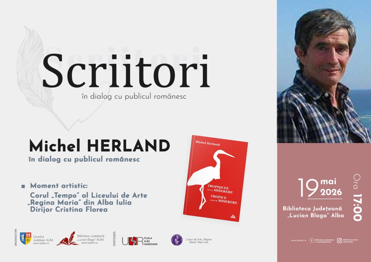 Întâlnire la Alba Iulia cu scriitorul și economistul francez Michel Herland, la Biblioteca Județeană ”Lucian Blaga”