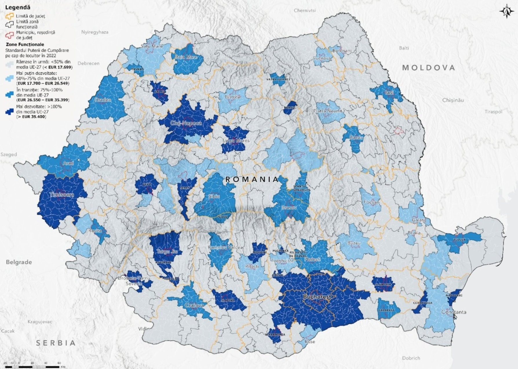 Harta privind standardul puterii de cumpărare (2022)