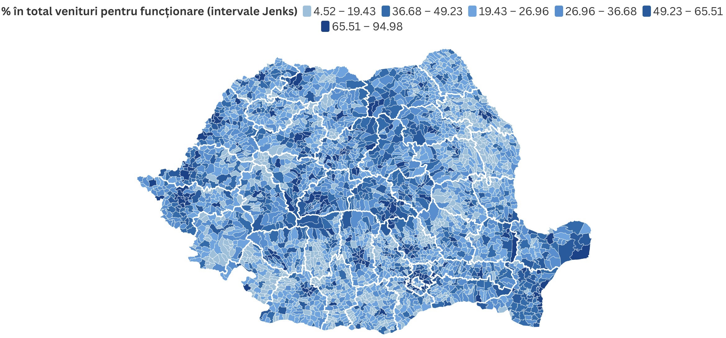 Hartă venituri ale bugetului local generate în comunitate (2024)
