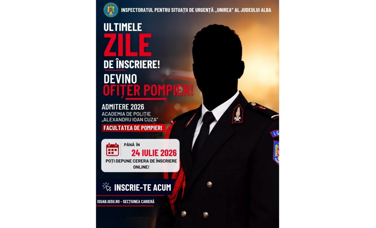 Ultimele zile de înscrieri la Facultatea de Pompieri. Precizări ISU Alba și documentele necesare