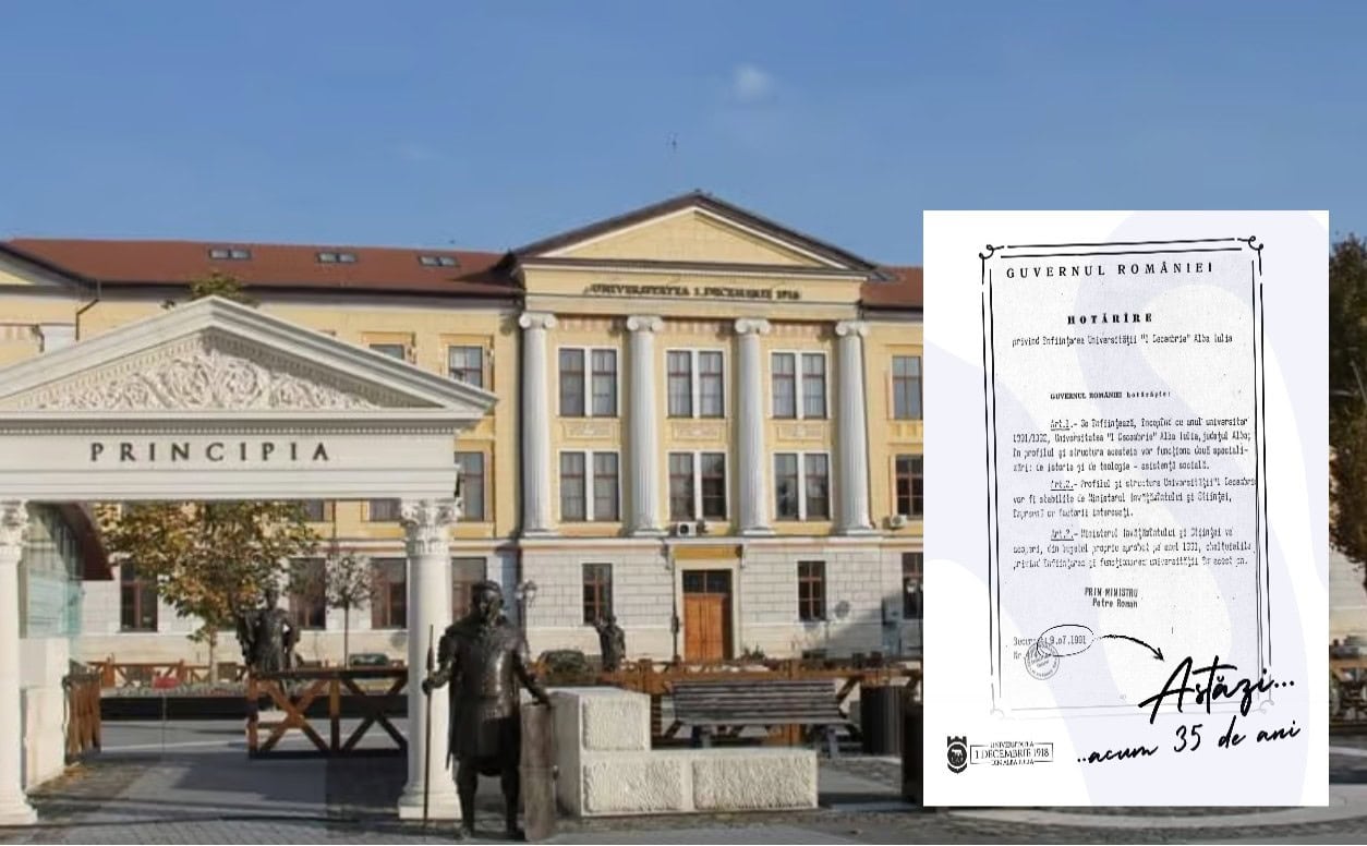 Universitatea ”1 Decembrie 1918” din Alba Iulia a împlinit 35 de ani. Decizia oficială a fost semnată în data de 9 iulie 1991