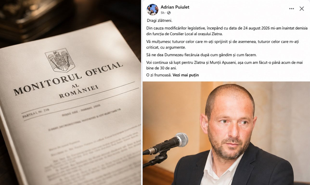 Haos și confuzie după modificarea Codului administrativ. Un consilier local din Zlatna și-a anunțat demisia din cauza noii legi