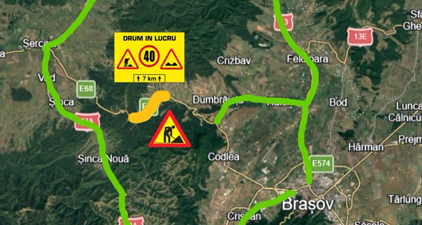 Restricții de circulație majore pe DN 1 între Făgăraș și Brașov. Atenționări pentru șoferi, rute ocolitoare